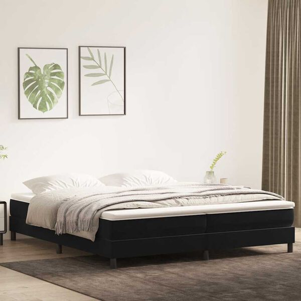 vidaXL Sommier &agrave; lattes de lit avec matelas noir 180x220 cm velours