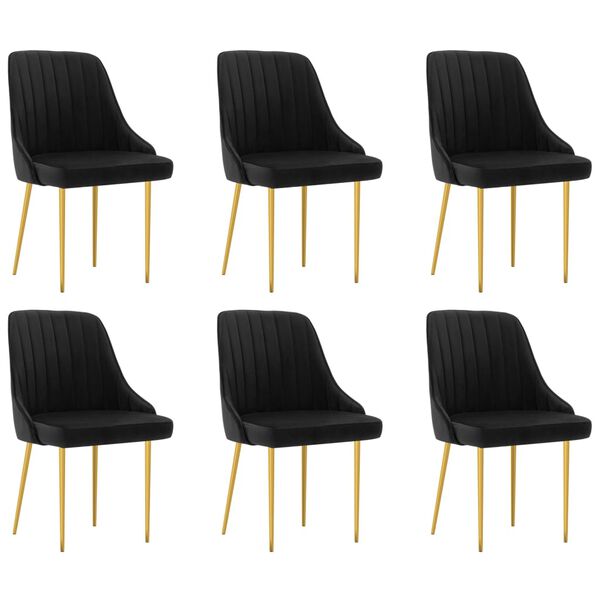 vidaXL Chaises &agrave; manger lot de 6 noir velours