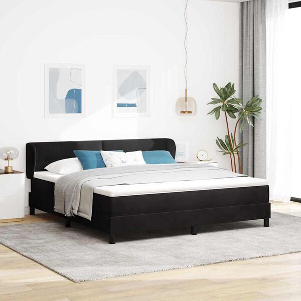vidaXL Lit &agrave; ressorts avec matelas Noir 180 x 200 cm Velours