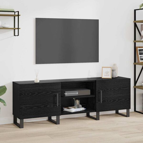 vidaXL Meuble TV Ch&ecirc;ne noir 150 x 30 x 50 cm Bois d'ing&eacute;nierie