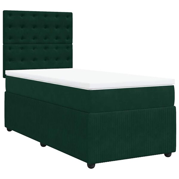 vidaXL Sommier &agrave; lattes de lit avec matelas Vert fonc&eacute; 90x200 cm