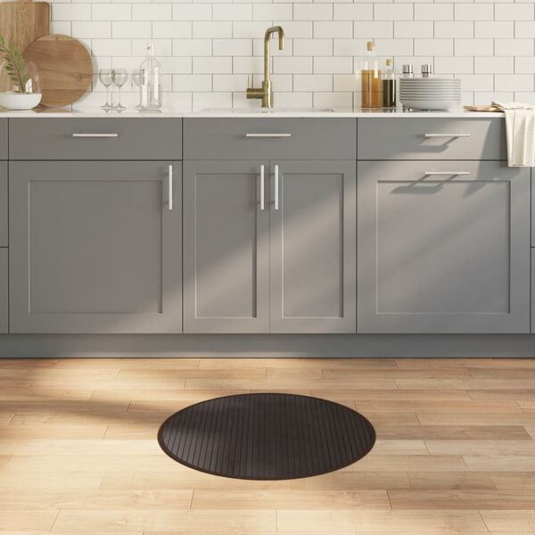 vidaXL Tapis rond marron fonc&eacute; 60 cm bambou