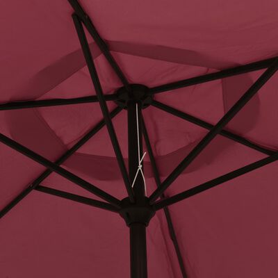 vidaXL Parasol d'extérieur avec LED et mât en acier 300 cm Bordeaux