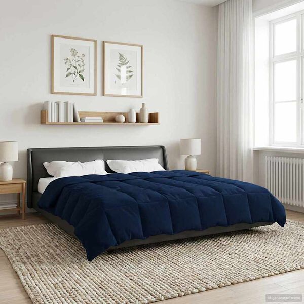 vidaXL Duvet d'hiver Matelass&eacute; Bleu fonc&eacute; 200 x 200 cm Microfibre