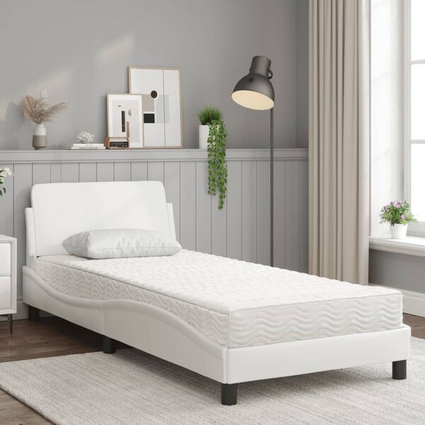 vidaXL Lit avec matelas Dover blanc 90x200 cm similicuir