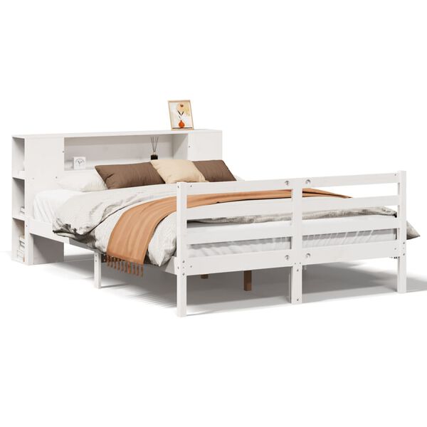 vidaXL Lit bibliothèque sans matelas blanc 120x200 cm bois pin massif