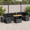vidaXL Salon de jardin 5 pcs avec coussins noir r&eacute;sine tress&eacute;e acacia