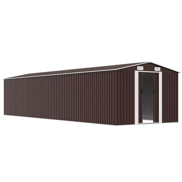 vidaXL Abri de jardin Marron 257x779x181 cm Acier galvanis&eacute;