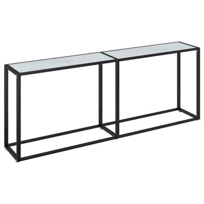 vidaXL Table console Marbre blanc 200x35x75,5 cm Verre trempé