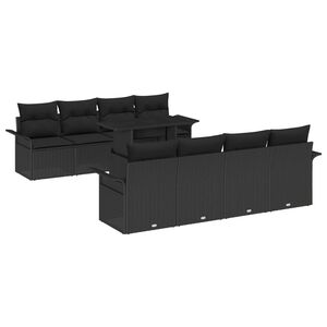 vidaXL Ensemble de canap&eacute; de jardin 9 pcs Noir Poly Rattan