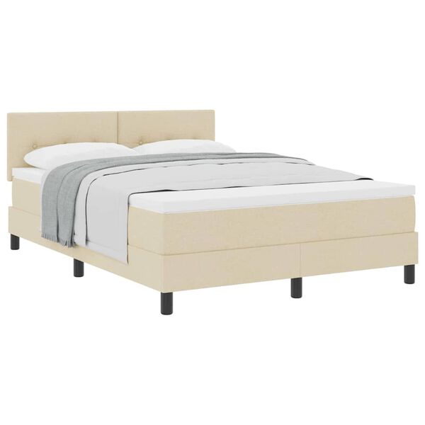 vidaXL Lit boxspring avec matelas Crème 140 x 200 cm tissu