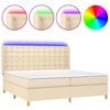 vidaXL Sommier &agrave; lattes de lit matelas et LED Cr&egrave;me 200x200 cm Tissu