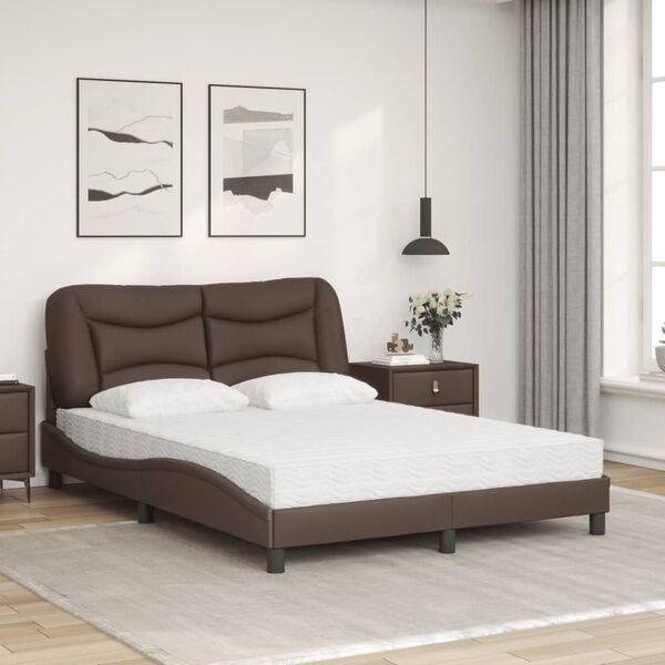vidaXL Lit avec matelas Hvar marron 140x190 cm similicuir