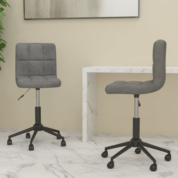 vidaXL Chaises pivotantes &agrave; manger lot de 2 gris fonc&eacute; velours