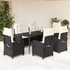 vidaXL Ensemble &agrave; manger de jardin coussins 7pcs Noir R&eacute;sine tress&eacute;e