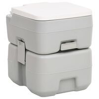 vidaXL Toilette de camping portable gris et blanc 20+10 L PEHD