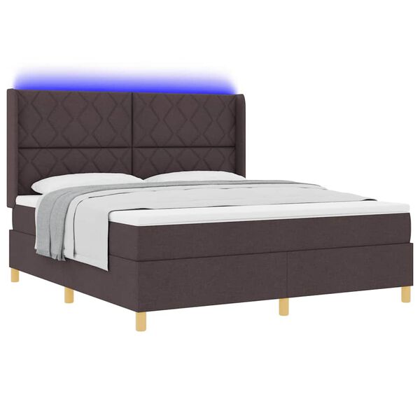 vidaXL Lit &agrave; ressorts avec matelas Marron 180 x 200 cm tissu