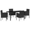 vidaXL Ensemble de salle &agrave; manger pour jardin 5 pc Noir polyrotin