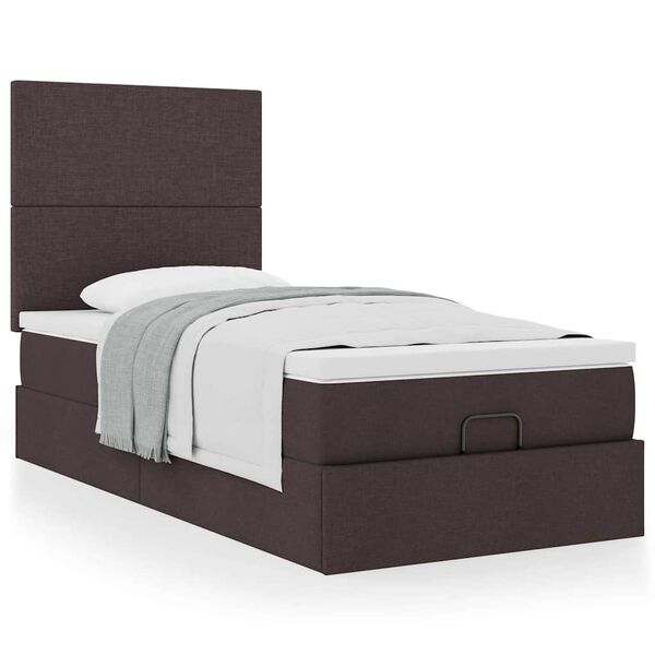 vidaXL Cadre de lit ottoman avec matelas marron fonc&eacute; 80x200 cm tissu