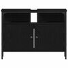 vidaXL Ensemble de mobilier de salle de bain avec &eacute;tag&egrave;re 3 pcs Noir