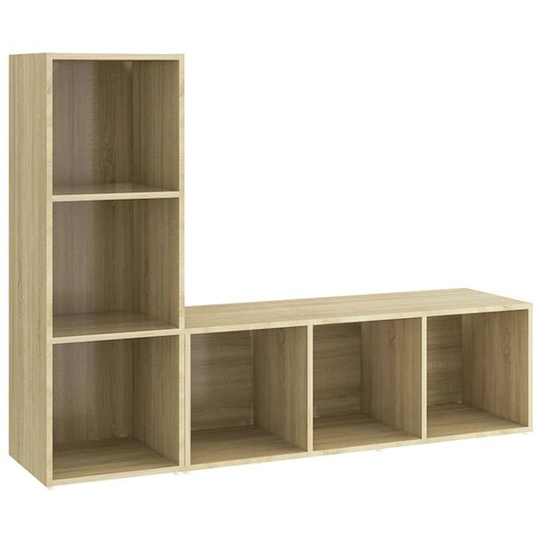 vidaXL Meubles TV 2 pcs Ch&ecirc;ne sonoma 107x35x37 cm Bois d'ing&eacute;nierie