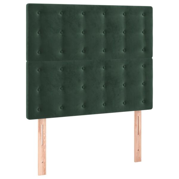 vidaXL T&ecirc;te de lit &agrave; LED Vert fonc&eacute; 100x5x118/128 cm Velours