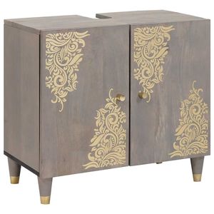 vidaXL Armoire d'&eacute;vier Gris 62 x 33 x 58 cm Bois de mangue massif