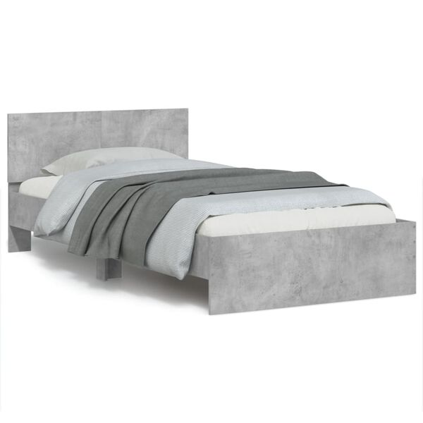 vidaXL Cadre de lit sans matelas avec t&ecirc;te de lit gris b&eacute;ton 100x200cm