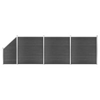 vidaXL Ensemble de panneau de clôture WPC 619x(105-186) cm Noir