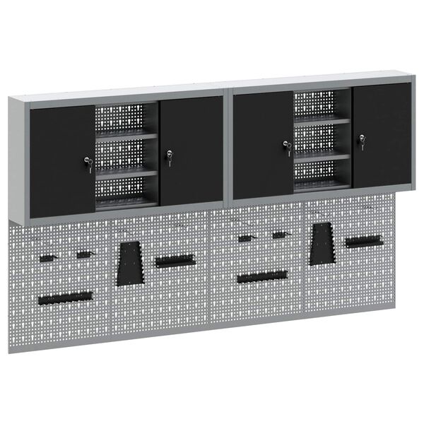 vidaXL Ensemble d'armoires &agrave; outils 6 pcs Noir Acier enduit de poudre