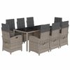 vidaXL Ensemble &agrave; manger de jardin 9 pcs coussins gris r&eacute;sine tress&eacute;e