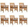 vidaXL Ensemble de 6 chaises de jardin avec coussins en bois d'acacia massif
