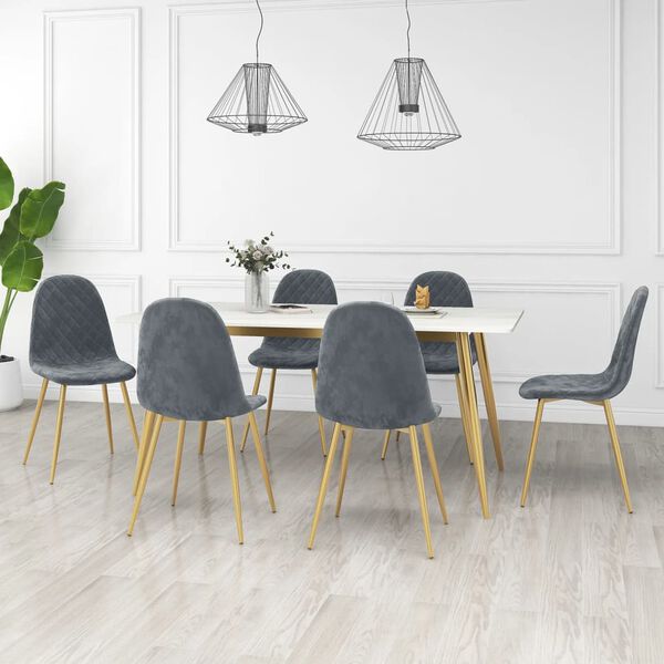vidaXL Chaises à manger lot de 6 gris foncé velours