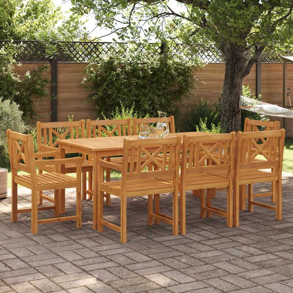 vidaXL Ensemble de salle à manger pour jardin 9 pcs Marron