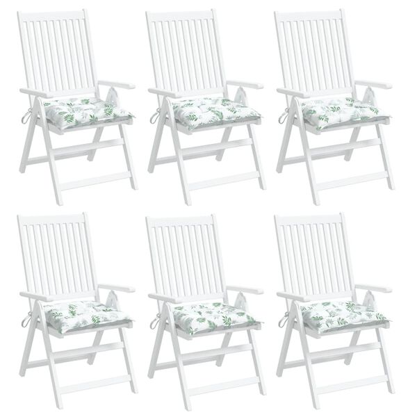 vidaXL Coussins de chaise lot de 6 &agrave; motif de feuilles 40x40x7cm tissu