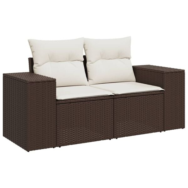 vidaXL Salon de jardin 10 pcs avec coussins marron r&eacute;sine tress&eacute;e