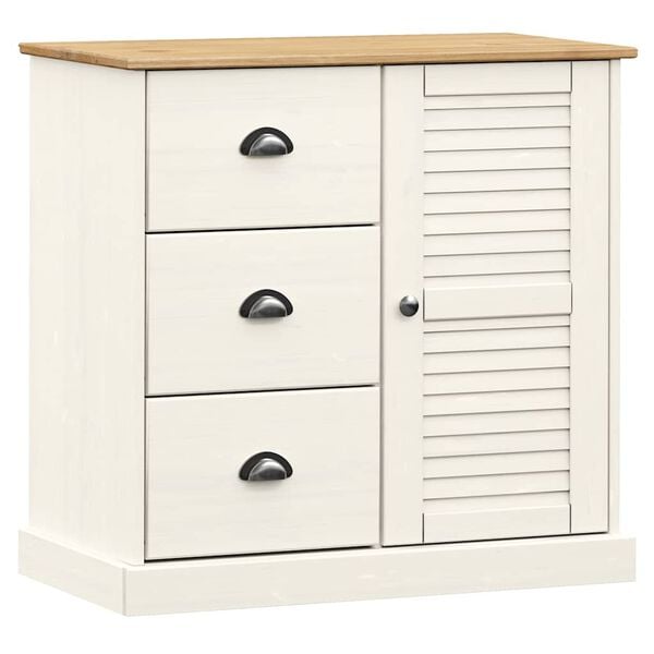 vidaXL Buffet avec tiroirs VIGO 78x40x75 cm blanc bois massif de pin