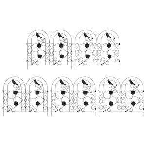 vidaXL Cl&ocirc;ture de jardin 5 pc Acier Noir