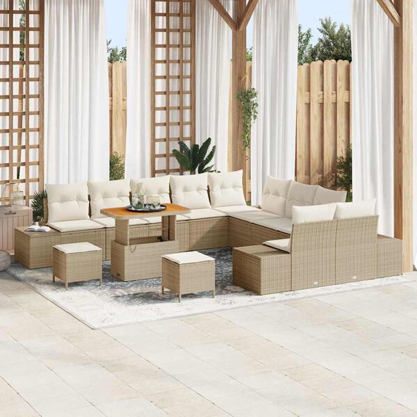 vidaXL Ensemble de canapé de jardin avec coussin 13 pcs Beige et crème