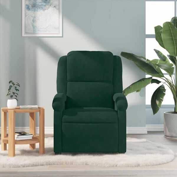 vidaXL Fauteuil de massage inclinable vert fonc&eacute; velours