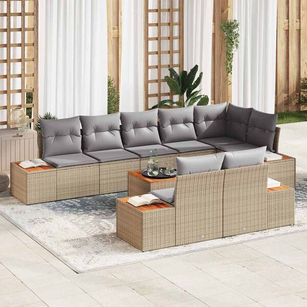 vidaXL Ensemble de canap&eacute; de jardin 8 pcs Beige et Gris clair