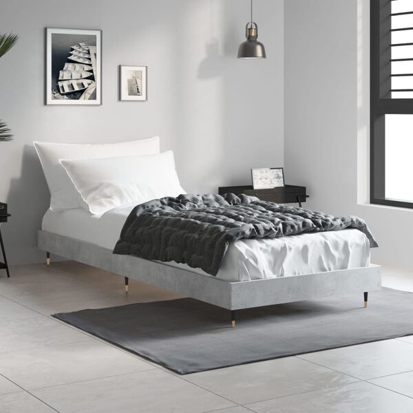 vidaXL Cadre de lit sans matelas gris béton 75x190 cm