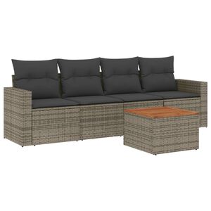 vidaXL Salon de jardin 5 pcs avec coussins gris r&eacute;sine tress&eacute;e