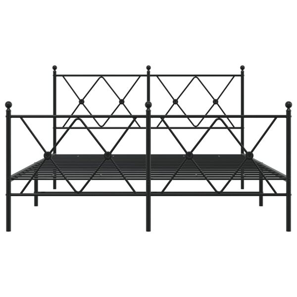 vidaXL Cadre de lit m&eacute;tal sans matelas avec pied de lit noir 140x200cm