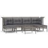 vidaXL Salon de jardin 7 pcs avec coussins Gris R&eacute;sine tress&eacute;e