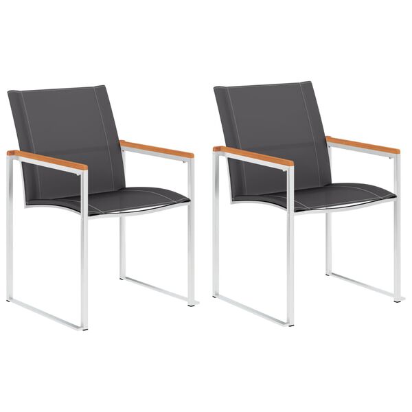 vidaXL Chaises de jardin lot de 2 Textilène et acier inoxydable Gris