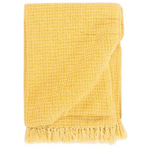 vidaXL Couverture en coton 160 x 210 cm Jaune moutarde