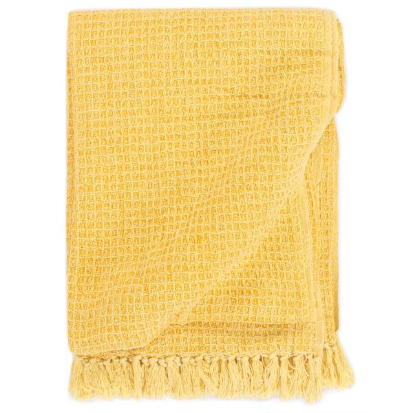 vidaXL Couverture en coton 160 x 210 cm Jaune moutarde
