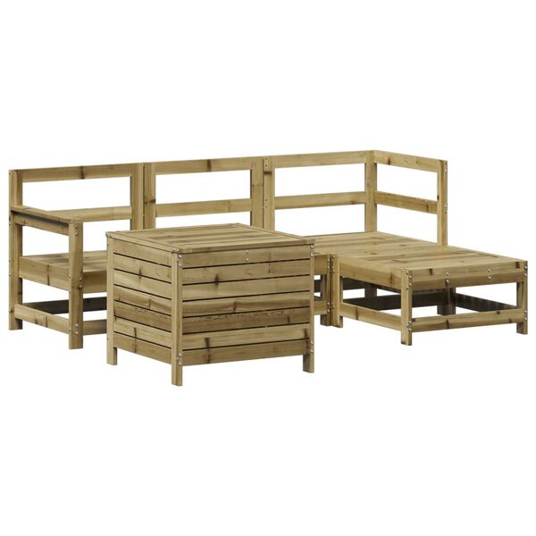 vidaXL Salon de jardin 5 pcs bois de pin impr&eacute;gn&eacute;