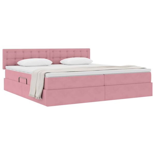 vidaXL Lit de Rangement avec matelas Rose 200 x 200 cm Velours
